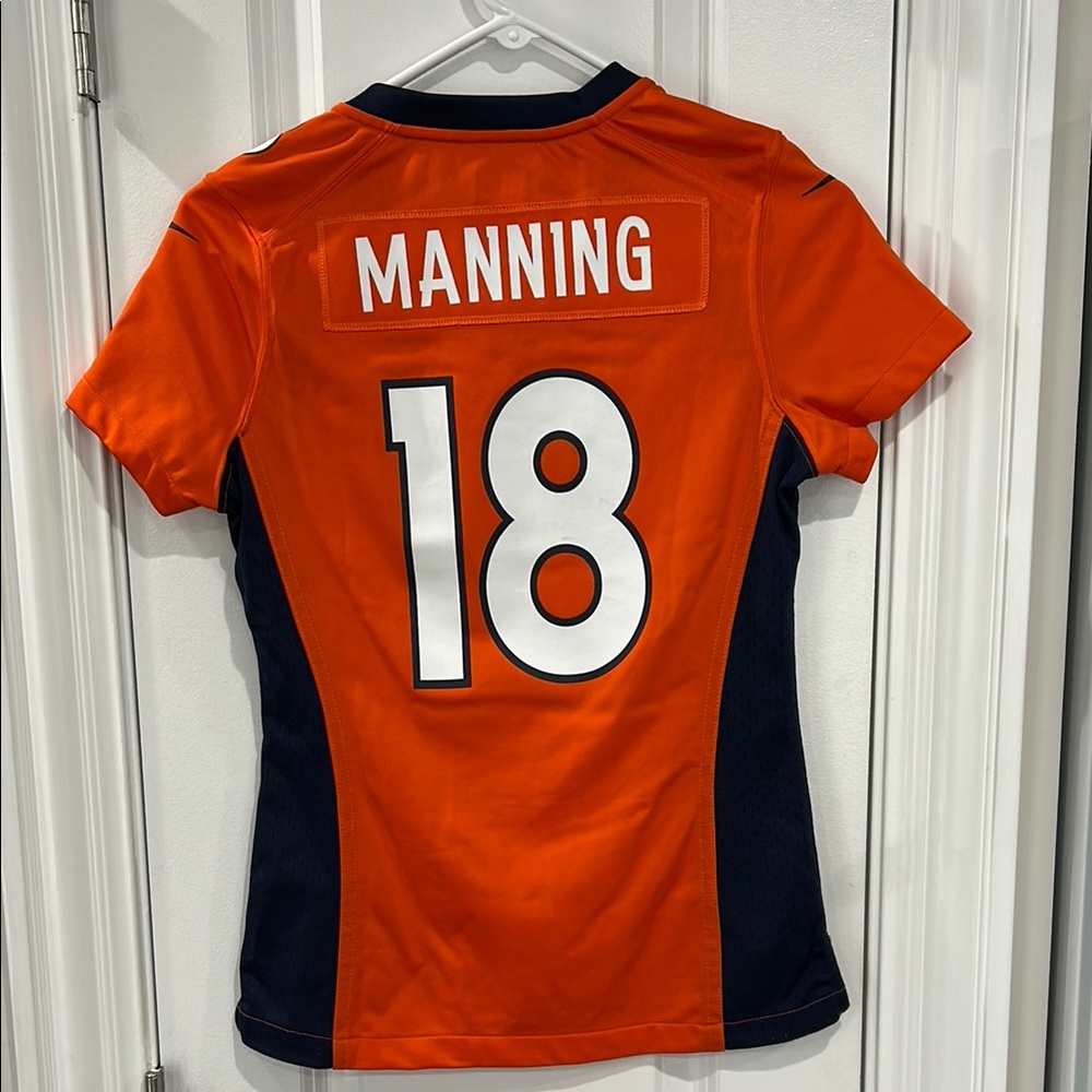Denver Broncos Manning Fitted Orange and Blue Jersey